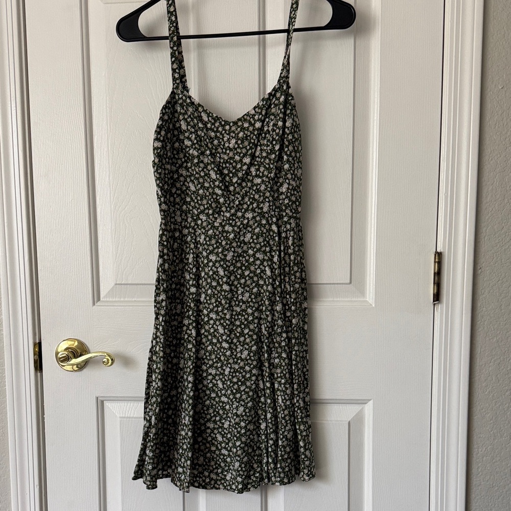 Floral Green & White Women's Dress (S)